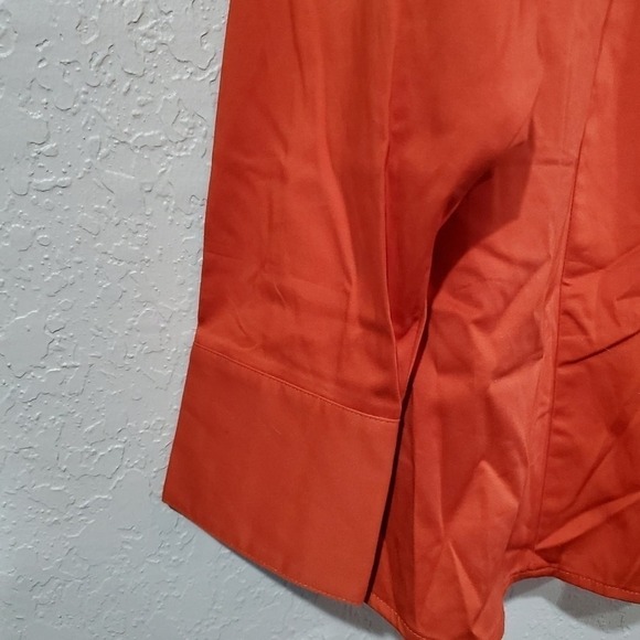 Lane Bryant Blouse Women Size 26 Orange Button Up Career Collar Long Sleeve - Picture 4 of 9